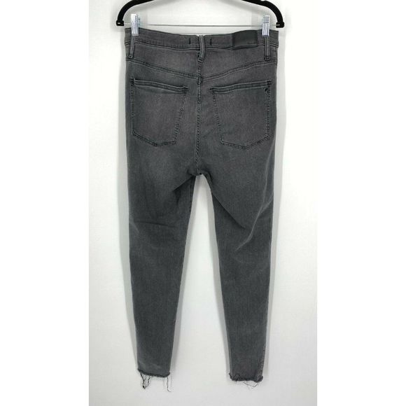 Madewell 10" High Rise Skinny Fit Jeans Women's Sz 30 Stretch Raw Hem Denim Gray - Picture 9 of 12